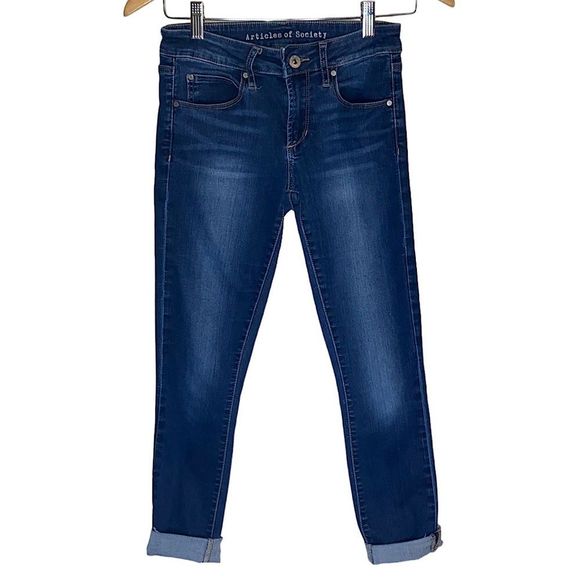 Articles Of Society Jeans Women's Carly Skinny Crop Tourmaline Size 27 R… - Picture 1 of 9